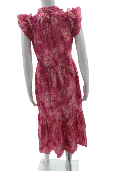 Generation Love Womens Maxi Sundress Pink Floral Cotton Tie Back Size M