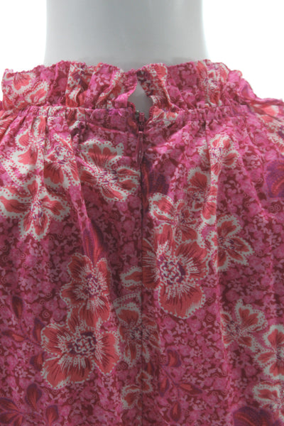 Generation Love Womens Maxi Sundress Pink Floral Cotton Tie Back Size M