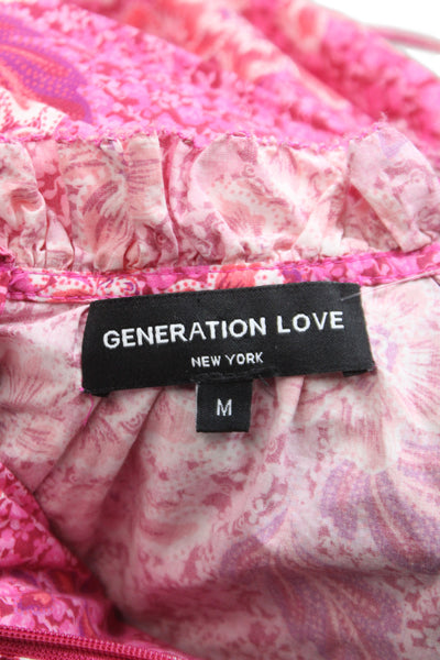 Generation Love Womens Maxi Sundress Pink Floral Cotton Tie Back Size M