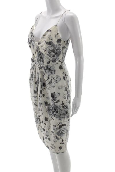 Zimmermann Women Silk Floral V-Neck Slip Dress Sleeveless Knee Length Size 1