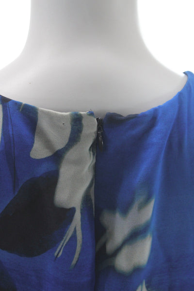 DKNY Womens Maxi Wrap Dress Blue Floral V Neck Short Sleeve Size 10
