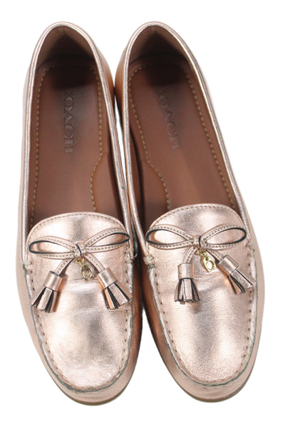 Coach Womens Leather Slide On Loafers Rose Gold Size 8 B