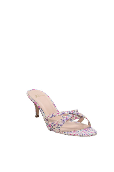 J Crew Womens Floral Print Simple Liberty Sandal Heels Multi Colored Size 8