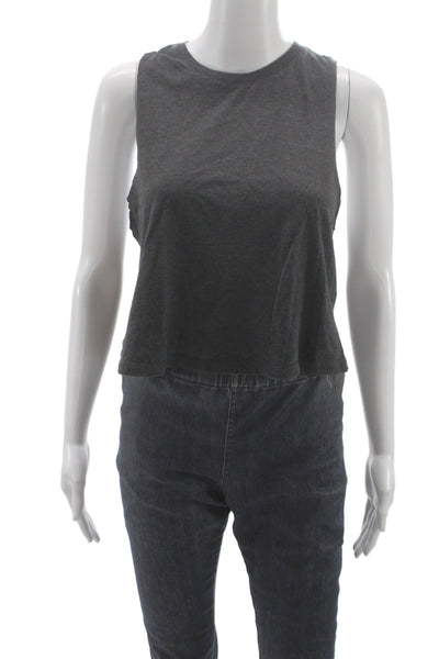Bella + Canvas Womens Cropped Tank Dark Gray Cotton Polyester Crewneck Size M