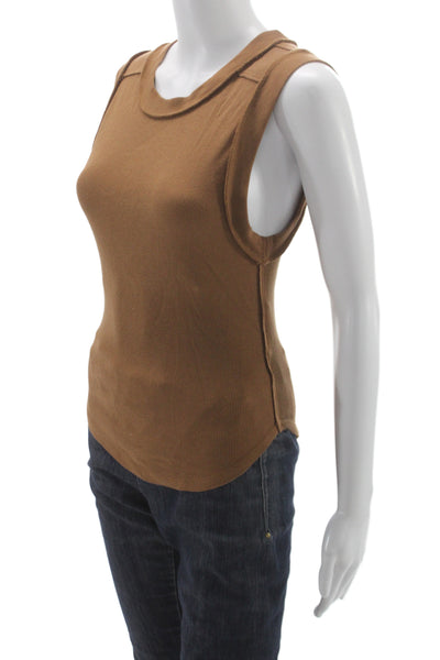 We The Free Women Brown Bohemian Basic Sleeveless Tank Crewneck Size M