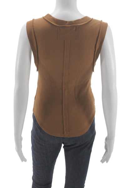 We The Free Women Brown Bohemian Basic Sleeveless Tank Crewneck Size M