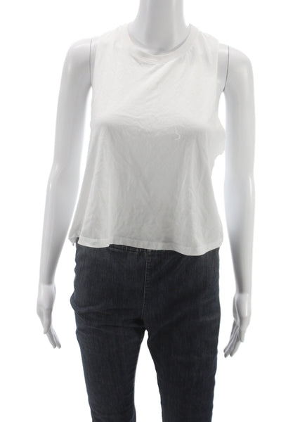 Bella + Canvas Womens Solid White Cropped Tank Crewneck Size M