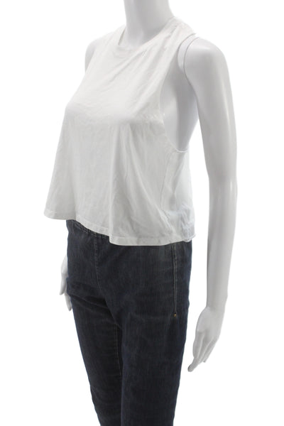 Bella + Canvas Womens Solid White Cropped Tank Crewneck Size M