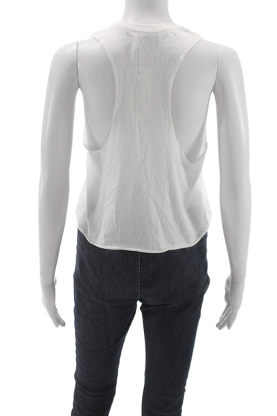 Bella + Canvas Womens Solid White Cropped Tank Crewneck Size M
