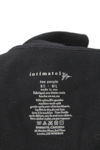 Intimately Free People Women Black Cropped Tank V-Neck Sleeveless Size M