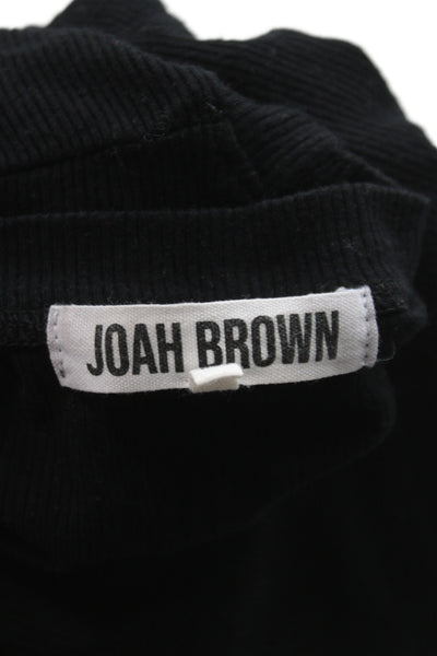 Joah Brown Women Basic Black Cotton Blend Crew Neck Long Sleeve Tee Size M