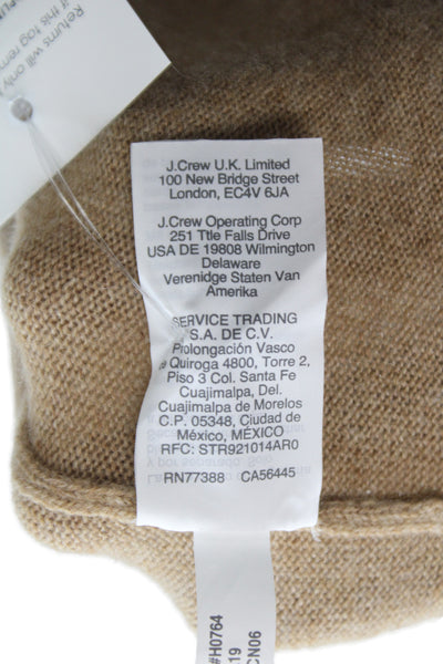 J Crew Unisex Pullover 100% Cashmere V-Neck Beige Sweater Size S