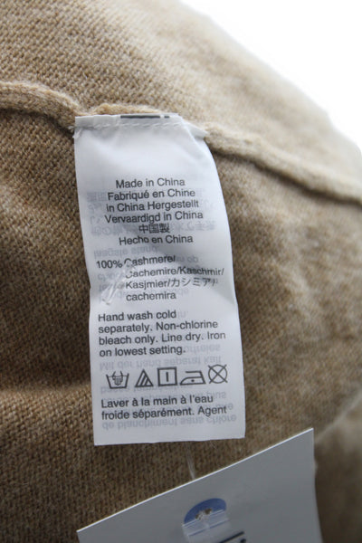 J Crew Unisex Pullover 100% Cashmere V-Neck Beige Sweater Size S