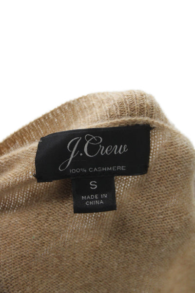 J Crew Unisex Pullover 100% Cashmere V-Neck Beige Sweater Size S