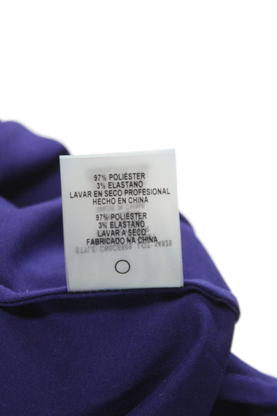 Elie Tahari Women Purple Mock Neck Sleeveless Blouse Tencel Cotton Size S