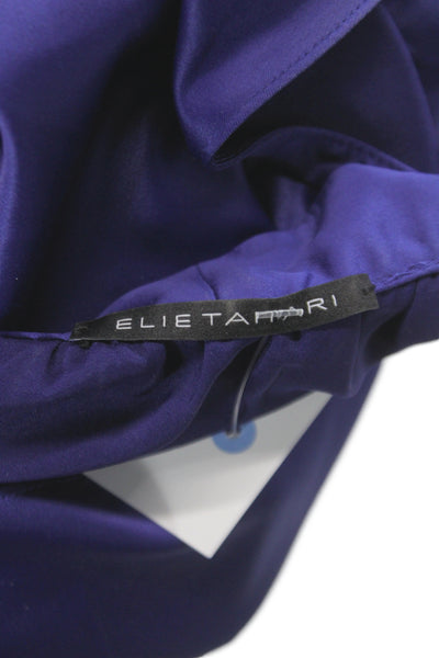 Elie Tahari Women Purple Mock Neck Sleeveless Blouse Tencel Cotton Size S