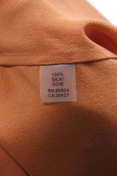 Magaschoni Women Basic Silk Sleeveless Blouse Orange Round Neck Size 6