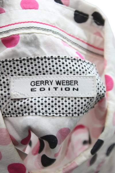 Gerry Weber Womens Polka Dot Cotton Collared Button Up 3/4 Sleeve Blouse Size 8