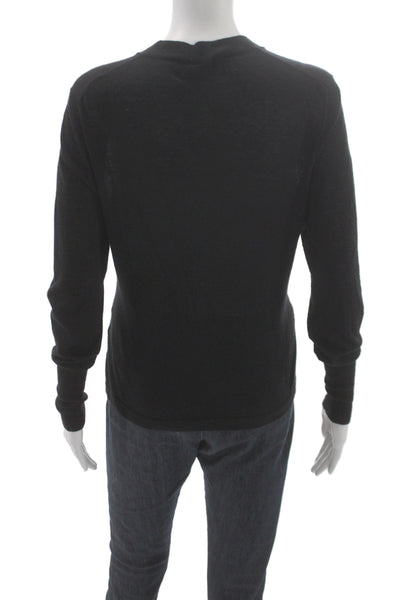 BASLER Womens Black V-Neck Cardigan Wool Cashmere Long Sleeve Size 38