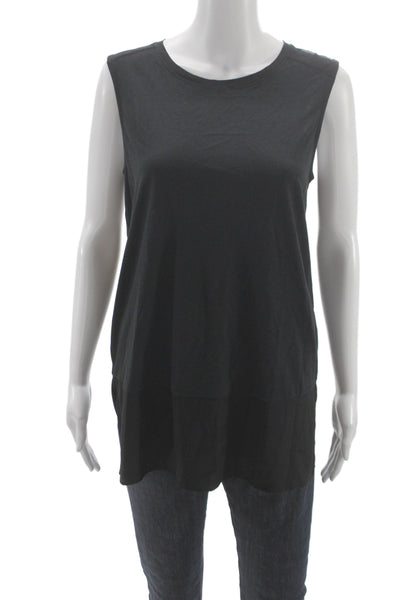 Luisa Cerano Women Sleeveless Tunic Tank Top Black Crew Neck Size 6