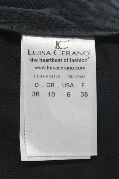 Luisa Cerano Women Sleeveless Tunic Tank Top Black Crew Neck Size 6