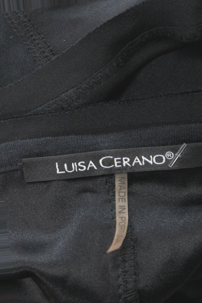 Luisa Cerano Women Sleeveless Tunic Tank Top Black Crew Neck Size 6