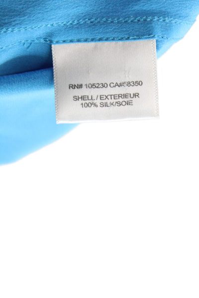 Equipment Femme Womens Silk Collared Long Sleeve Button Up Blouse Blue Size S