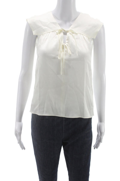 Maje Womens White Sleeveless Tie Neck Polyester Blouse Classic Spring Size 1