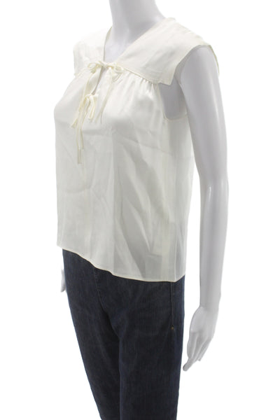 Maje Womens White Sleeveless Tie Neck Polyester Blouse Classic Spring Size 1