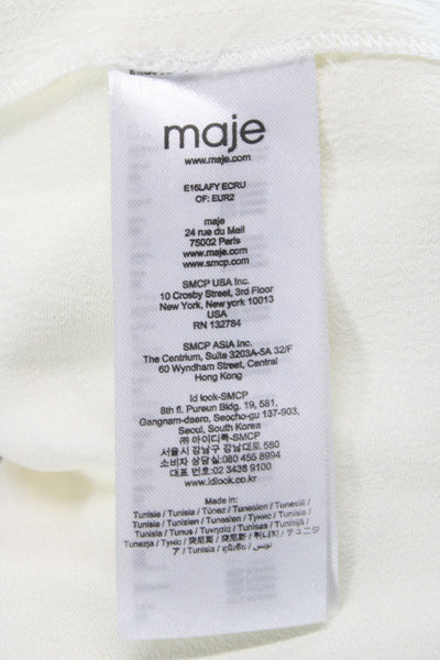 Maje Womens White Sleeveless Tie Neck Polyester Blouse Classic Spring Size 1