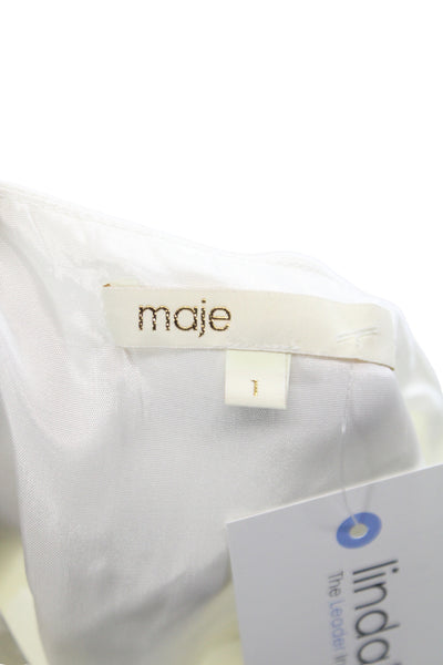 Maje Womens White Sleeveless Tie Neck Polyester Blouse Classic Spring Size 1