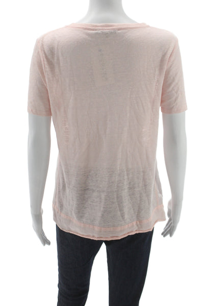 Gerard Darel Womens Tunic V-Neck Short Sleeve Pink Linen Cotton Designer Size 1