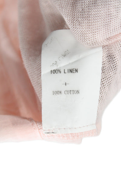 Gerard Darel Womens Tunic V-Neck Short Sleeve Pink Linen Cotton Designer Size 1