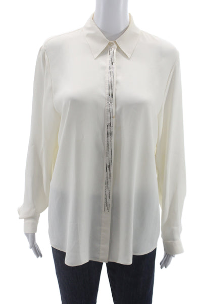 Gerry Weber Womens Basic White Collared Button Up Blouse Long Sleeve Size 40