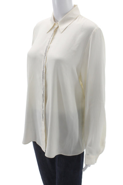 Gerry Weber Womens Basic White Collared Button Up Blouse Long Sleeve Size 40