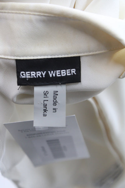 Gerry Weber Womens Basic White Collared Button Up Blouse Long Sleeve Size 40