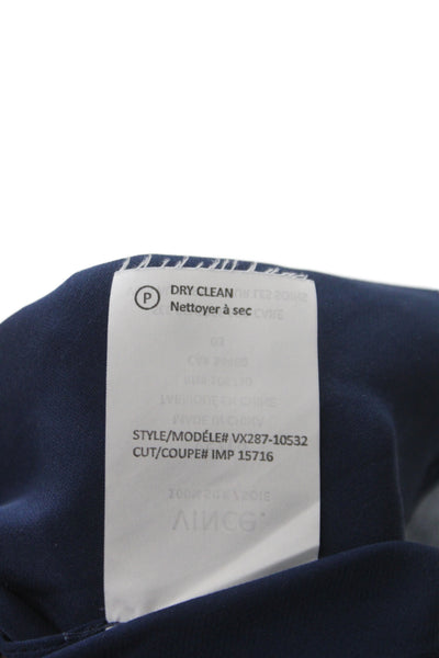 Vince Women Tunic Blouse Dark Blue Silk Long Sleeve Solid Size XS