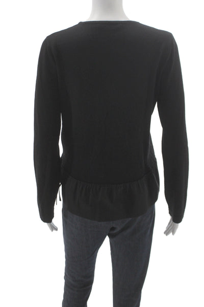 Luisa Cerano Unisex Black Merino Wool Pullover Sweater Size 8