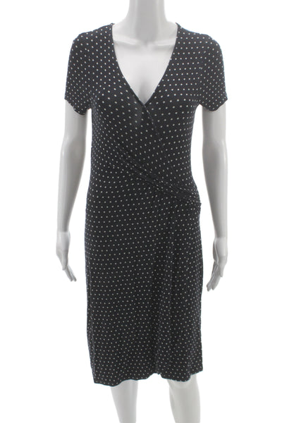 Escada Sport Women Wrap Dress Dark Blue V-Neck Knee Length Size 36