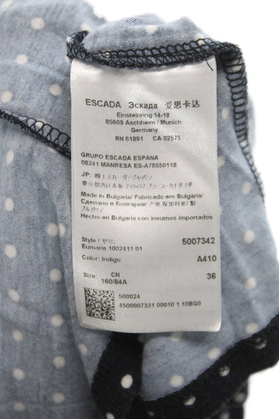 Escada Sport Women Wrap Dress Dark Blue V-Neck Knee Length Size 36
