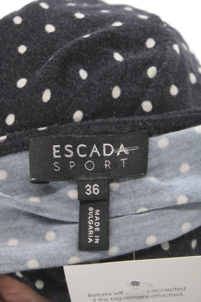 Escada Sport Women Wrap Dress Dark Blue V-Neck Knee Length Size 36