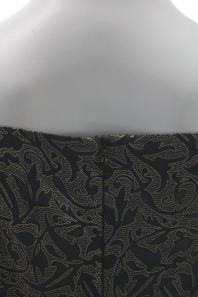 Aysha Women Paisley Square Neck Black Polyester Sleeveless Tank Zip Size S