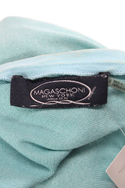 Magaschoni Women Basic Sleeveless Tank Crewneck Light Blue Silk Cashmere Size S