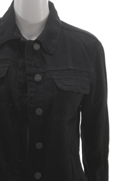 Hidden Women Grunge Collared Long Sleeve Black Solid Button Jacket Size S