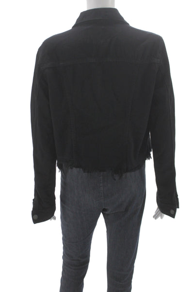 Hidden Women Grunge Collared Long Sleeve Black Solid Button Jacket Size S