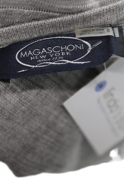 Magaschoni Women Shift Sweater Dress Gray Striped Crew Neck Sleeveless Size S