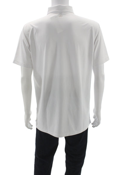 Peter Millar Men Point Collar Short Sleeve White Polo Size L