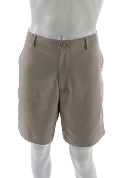 Peter Millar Mens Chino Shorts Tan Button Size 36