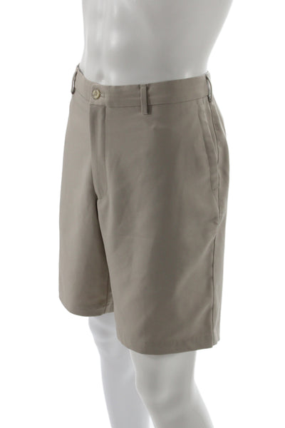 Peter Millar Mens Chino Shorts Tan Button Size 36