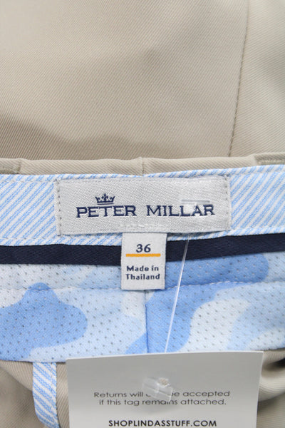 Peter Millar Mens Chino Shorts Tan Button Size 36